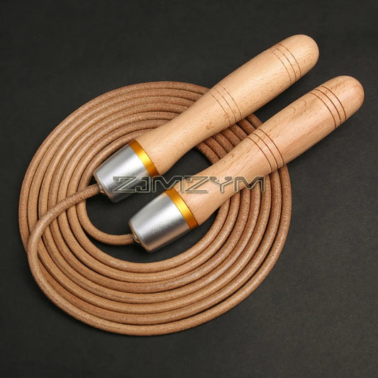 <h2>Corda de Pular com Rolamento de Esferas de Couro – 3m, Cabo de Madeira Ajustável para Adultos</h2>