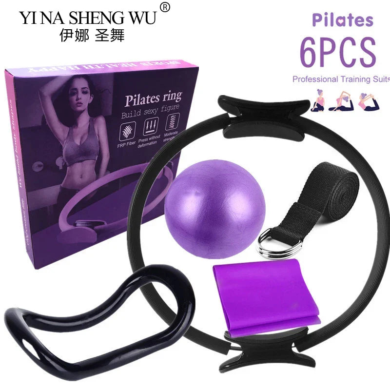 <h2>Kit Iniciante de Yoga – 6 Peças com Círculo Pilates, Cinto de Látex, Toalha e Faixa Elástica</h2>