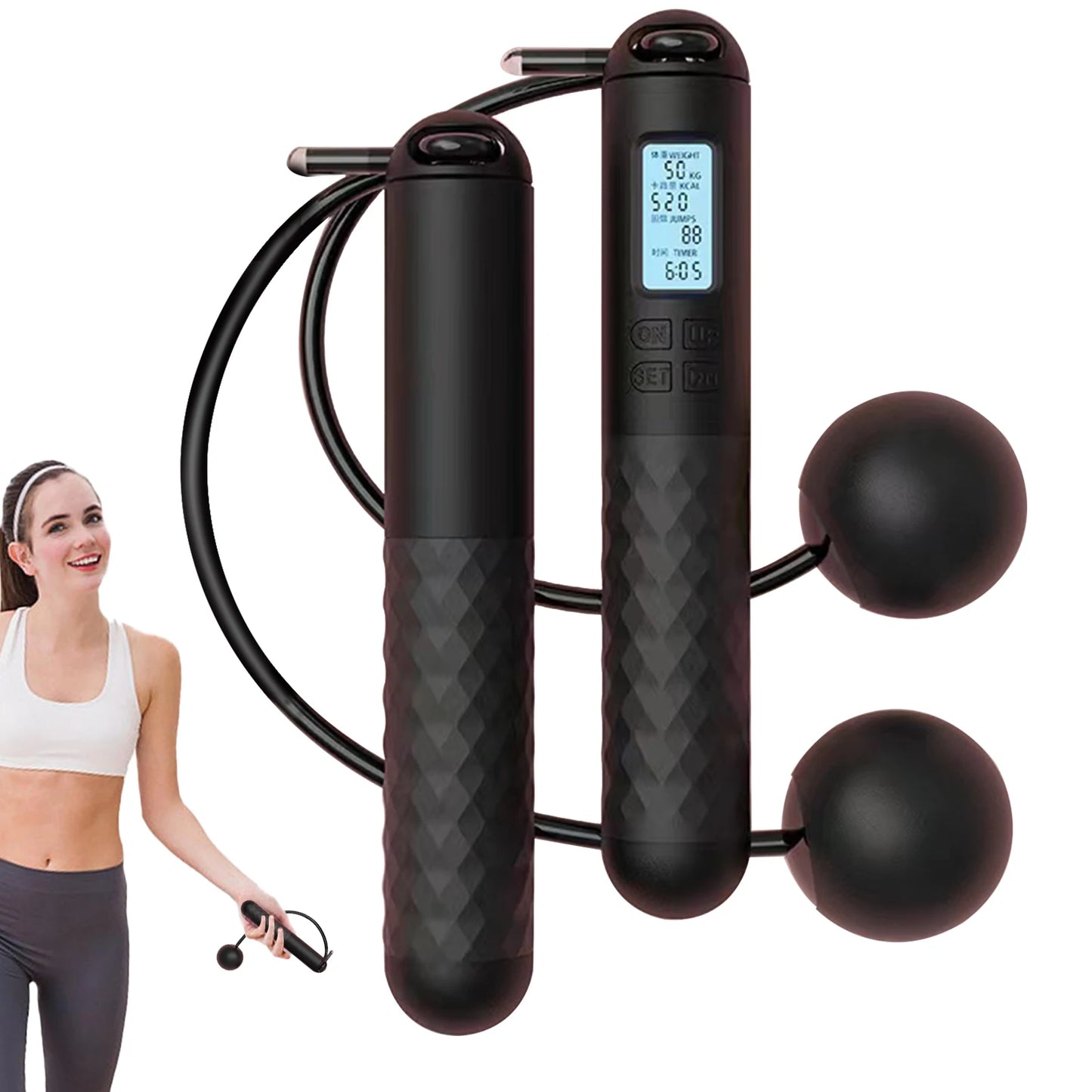 <h2>Corda de Pular Ponderada Sem Corda com Contador Inteligente – Equipamento para Fitness</h2>