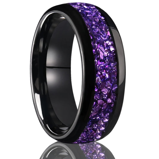 <h2>Anel de Carboneto de Tungstênio com Ametista – 6mm e 8mm, Ideal para Casamento, Noivado e Presente</h2>