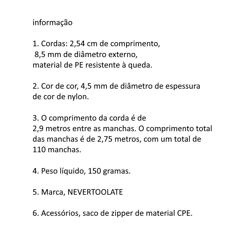 <h2>Corda de Pular NEVERTOOLATE 4,5mm – Corda Pesada de 2,9m para Fitness</h2>