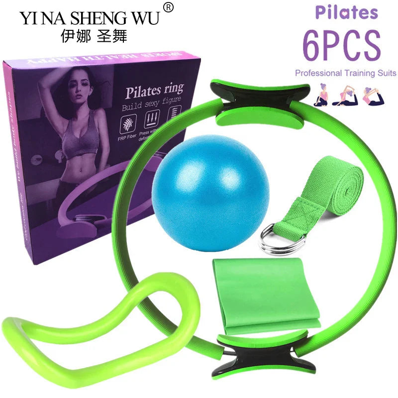 <h2>Kit Iniciante de Yoga – 6 Peças com Círculo Pilates, Cinto de Látex, Toalha e Faixa Elástica</h2>