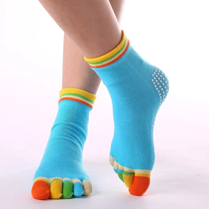<h2>Calcetines Antiderrapantes para Pilates Feminino – Meias de Yoga com Silicone e Cinco Dedos, Algodão para Ballet e Dança</h2>