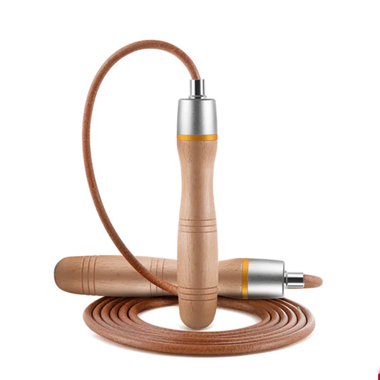 <h2>Corda de Pular com Rolamento de Esferas de Couro – 3m, Cabo de Madeira Ajustável para Adultos</h2>