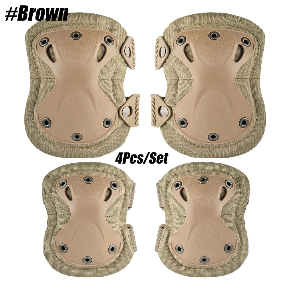 <h2>Kit Tático de 4 Peças – Joelheiras e Cotoveleiras Protetoras para Airsoft, Caça e Esportes ao Ar Livre</h2>