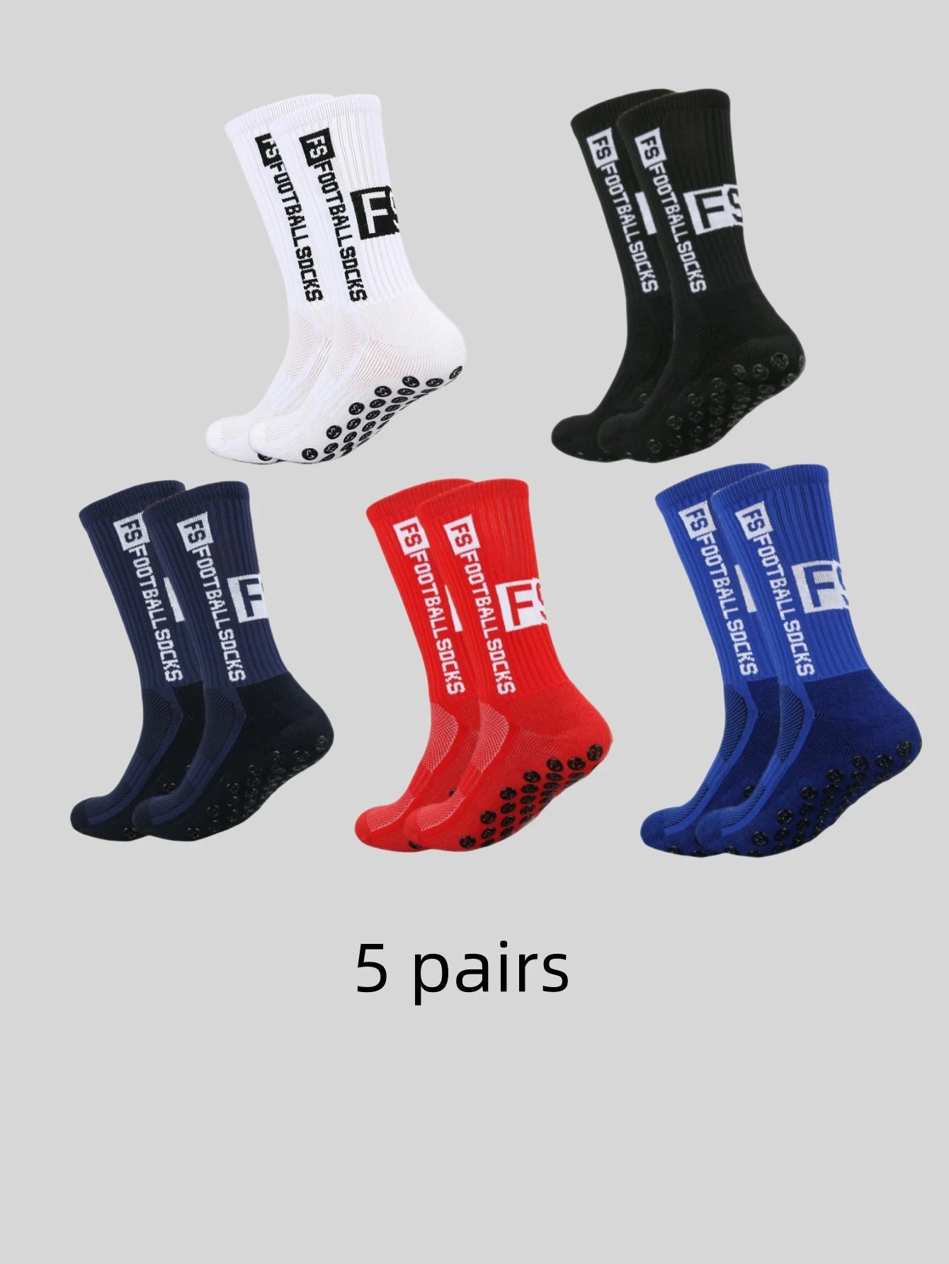<h2>5 Pares de Pontos Adesivos Multicoloridos para Meias de Futebol – Antiderrapantes, Absorventes de Suor e Anti-odor</h2>