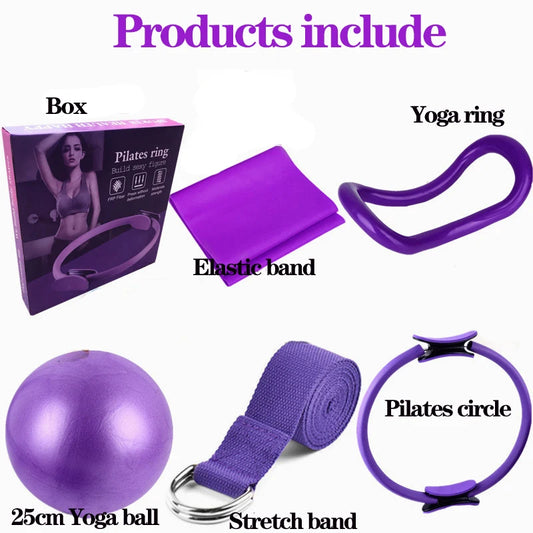 <h2>Kit Iniciante de Yoga – 6 Peças com Círculo Pilates, Cinto de Látex, Toalha e Faixa Elástica</h2>