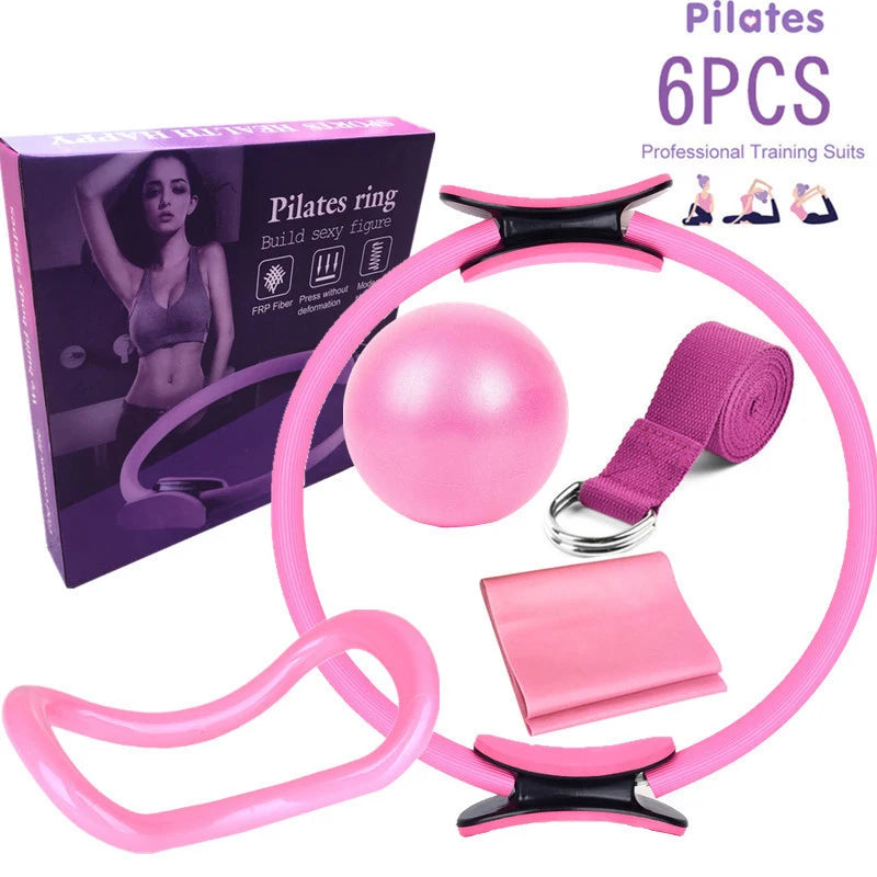<h2>Kit Iniciante de Yoga – 6 Peças com Círculo Pilates, Cinto de Látex, Toalha e Faixa Elástica</h2>