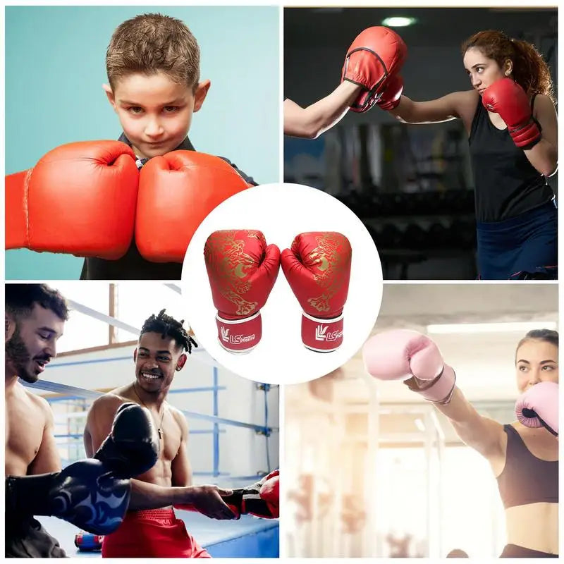 <h2>Luvas de Boxe para Adultos – Luvas de Couro PU Respiráveis para Kickboxing e Treinamento de Boxe Infantil</h2>