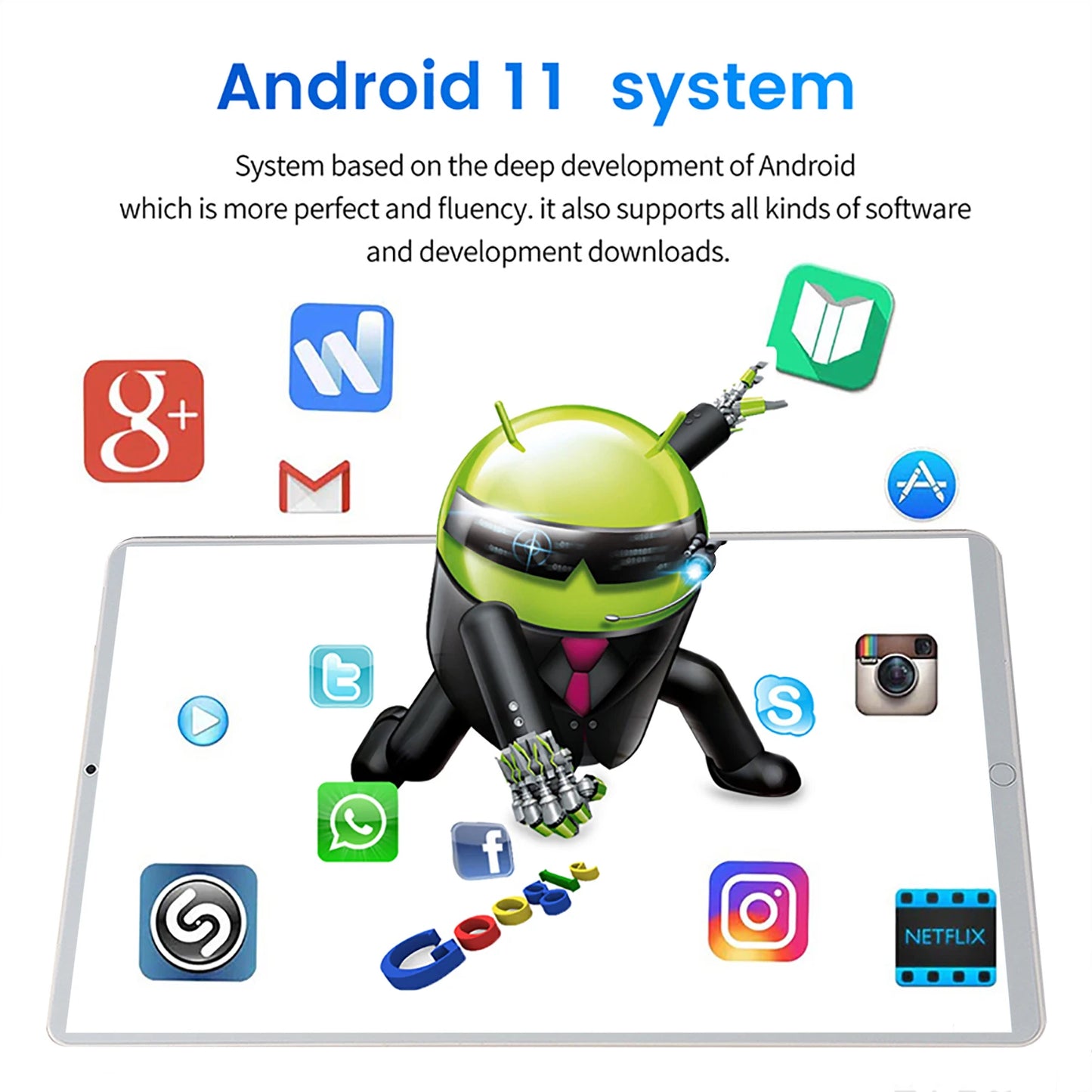 2023 Novo Tablet 5G 10.1 polegada Android 11.0 Smartphone MTK6797 16GB RAM 1TB ROM Tablet PC Câmeras Duplas Cartão SIM Duplo Wifi Tipo-c