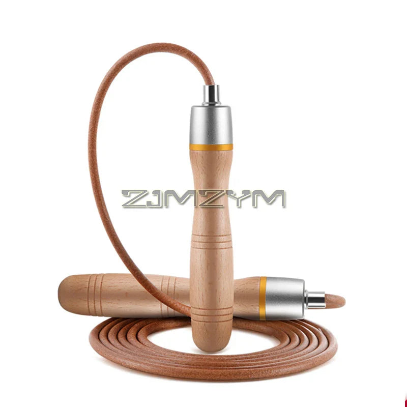 <h2>Corda de Pular com Rolamento de Esferas de Couro – 3m, Cabo de Madeira Ajustável para Adultos</h2>