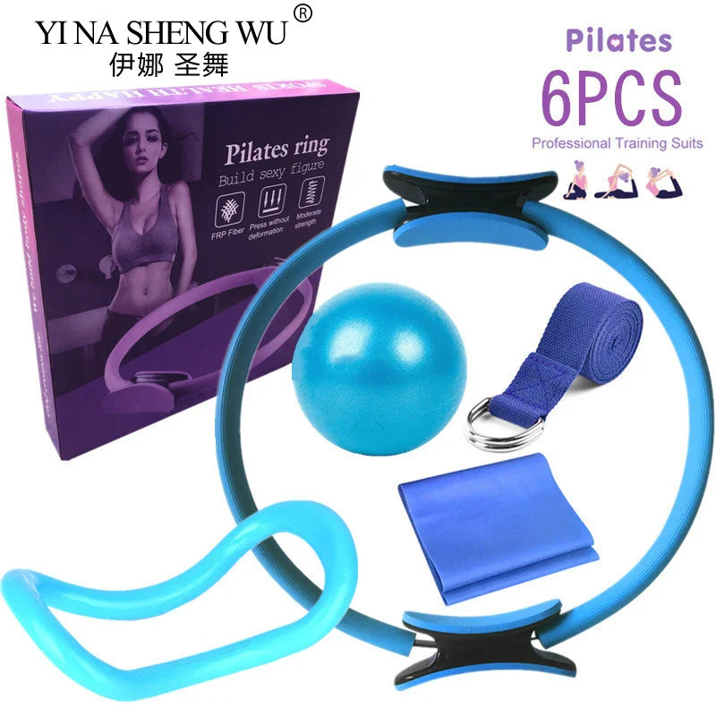 <h2>Kit Iniciante de Yoga – 6 Peças com Círculo Pilates, Cinto de Látex, Toalha e Faixa Elástica</h2>