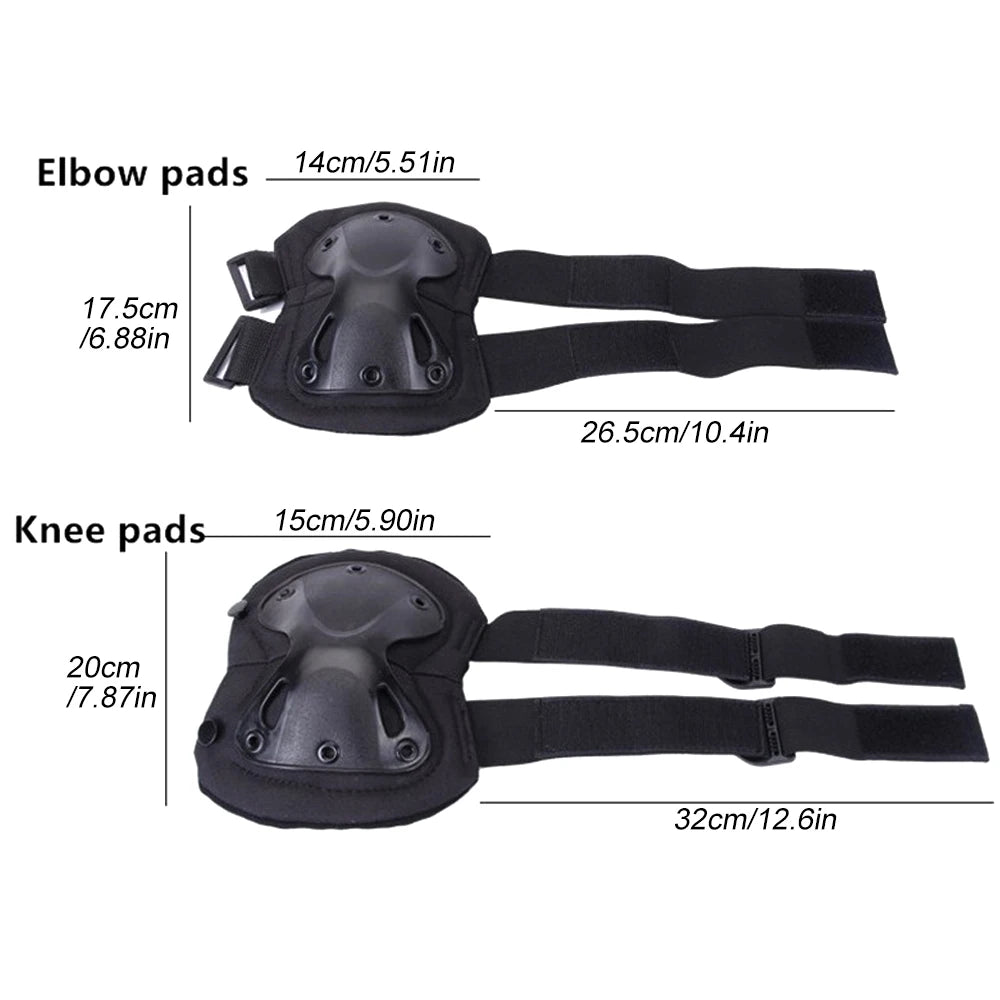 <h2>Kit Tático de 4 Peças – Joelheiras e Cotoveleiras Protetoras para Airsoft, Caça e Esportes ao Ar Livre</h2>