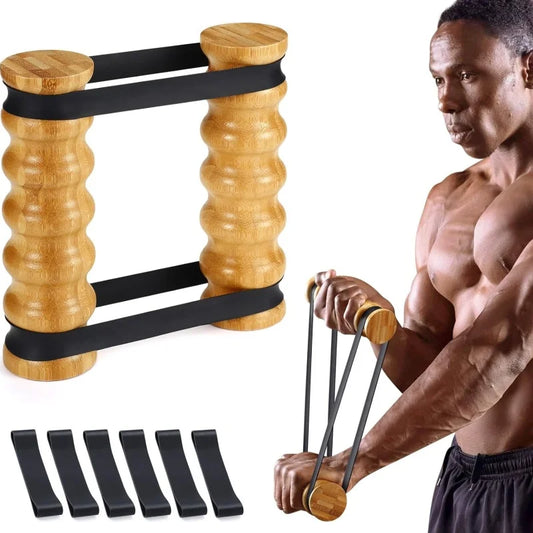 <h2>Equipamento Rip Stick para treino de peito – 6 bandas ajustáveis com alças de madeira para treino de ombros e peito</h2>