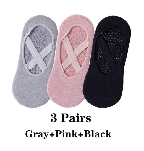<h2>Meias de Yoga Antiderrapantes de Algodão e Silicone para Mulheres – Meias com Vendagem Respirável (3, 5 ou 1 Par)</h2>