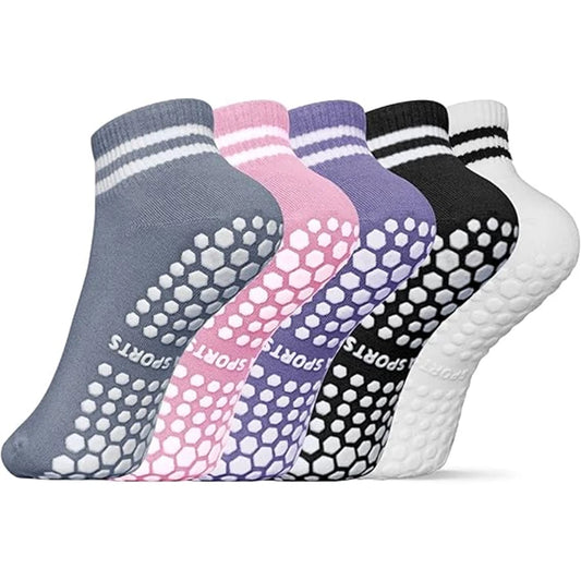 <h2>Meias Antiderrapantes de Agarre para Mulheres – Meias de Yoga e Pilates com Listras Duplas para Treinamento e Ballet</h2>