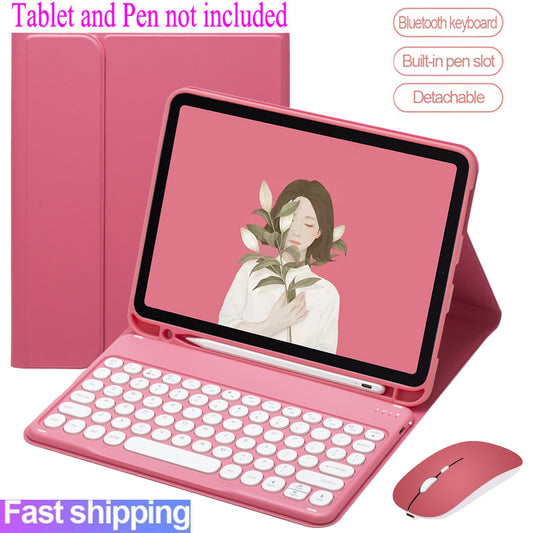Para iPad 10ª Geração Capa De Teclado Redonda De Bluetooth Mouse Com Slot Magnético De Lápis for iPad 5ª 6ª 7ª 8ª 9ª Geração gen 10 Air 4 5 Pro 9.7 11