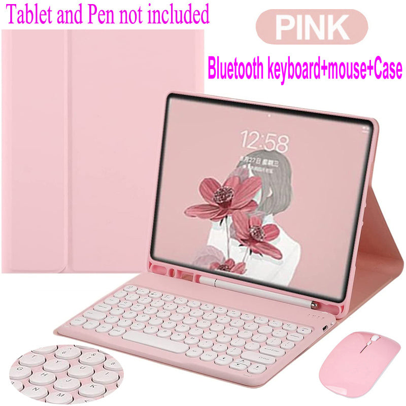 Para iPad 10ª Geração Capa De Teclado Redonda De Bluetooth Mouse Com Slot Magnético De Lápis for iPad 5ª 6ª 7ª 8ª 9ª Geração gen 10 Air 4 5 Pro 9.7 11