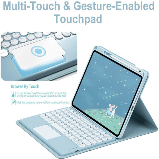 360 ° Capa Para Teclado Touchpad Com iPad 7a Geração 8a 9a 10a Bluetooth Touch pad Air 3 4 5 Pro 10.5 11 2021 2022 Estojo