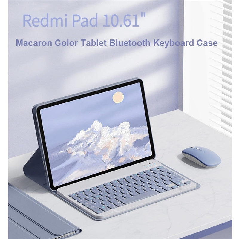 Capa de Teclado para Xiaomi Red mi Pad 10.61" 2022, Xiaomi Redmi Pad SE 11" 2023, Capa de Teclado e Mouse Sem Fio Blueto