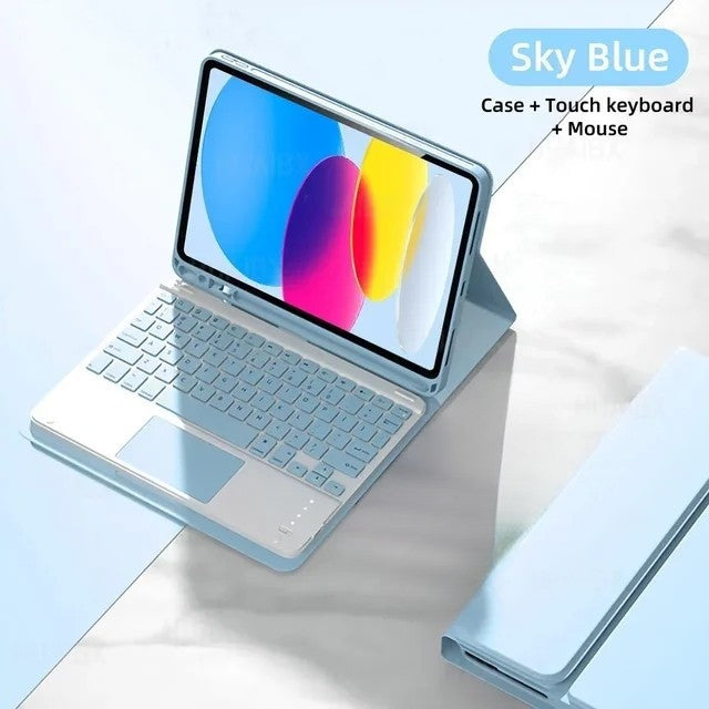 Capa para Samsung Galaxy Tab A9 + plus 11 SM-X210 X216B X218U A9 S9 FE S6 Lite 10.4 2020 2022 2024, teclado sem fio Blue
