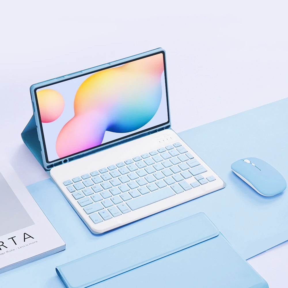 Capa de Teclado para iPad Air 11 2024 iPad Pro 11 2024 Capa de Teclado e Mouse Sem Fio Bluetooth