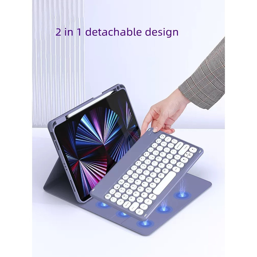 Capa de Teclado para iPad Air 11 2024 iPad Pro 11 2024 Capa de Teclado e Mouse Sem Fio Bluetooth