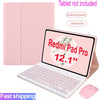 Capa Com Teclado Para Redmi Pad pro 12.1 2024 Vermelho Mi'magnético Destacável Sem Fio Bluetooth Mouse Invólucro