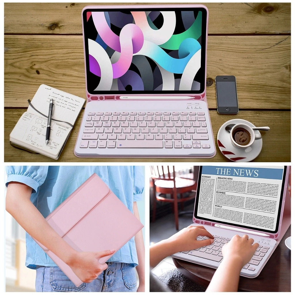 Capa com Teclado para iPad 10 10.9" 2022 Air 5 Air 4 Pro 11 10.5 9.7 Capa de Teclado Bluetooth para iPad 7ª 8ª 9ª Geraçã
