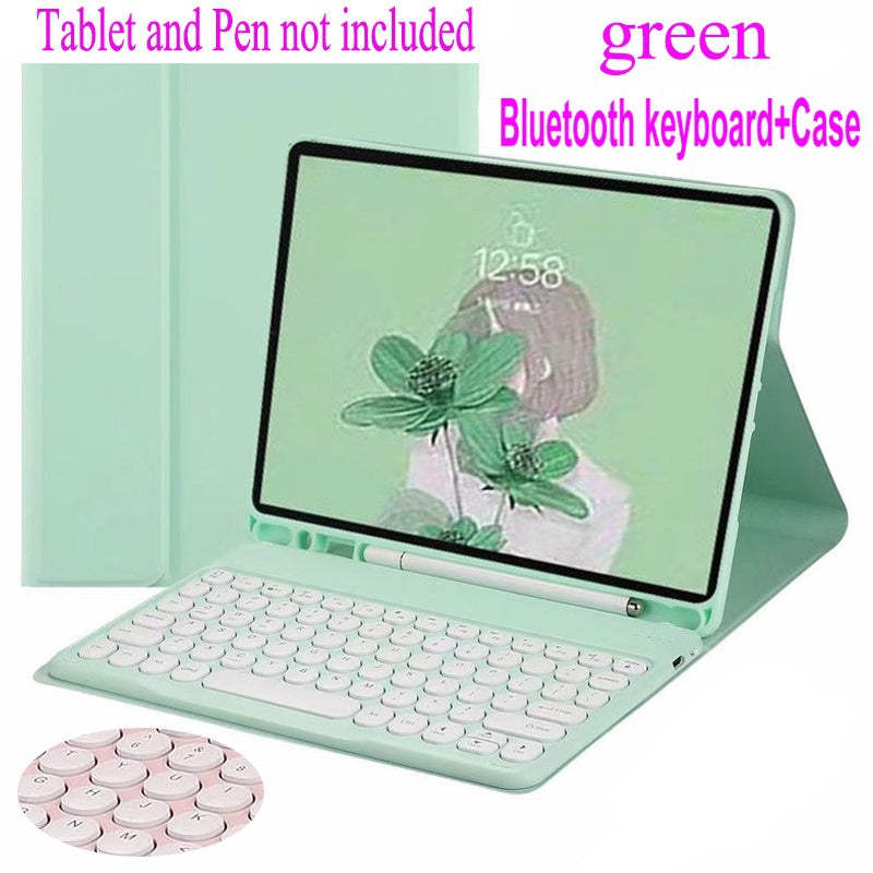 Capa de Teclado e Mouse Sem Fio Bluetooth para Samsung Galaxy Tab S7 FE 12.4 2021 SM-T730/735 SM-T733/T736 SM-T739 com C