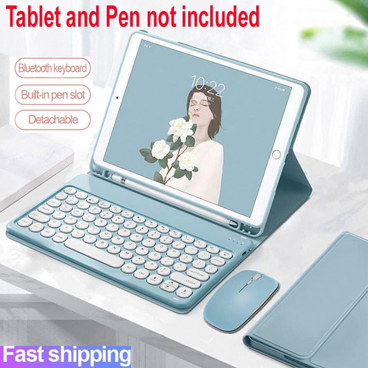 Capa para iPad 9.7'' 5ª 6ª 10.2'' 7ª 8ª 9ª Geração 10.9'' Air 4 5 Pro 9.7 11 para iPad 10ª Geração, teclado redondo com
