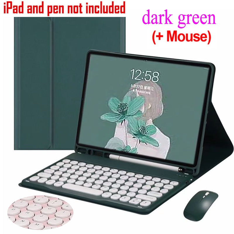 Capa para iPad Air 2 3 4 5 Pro 11 2021 2022 Mini 4 5 6 com Teclado Bluetooth Sem Fio Magnético Destacável e Mouse Capa p