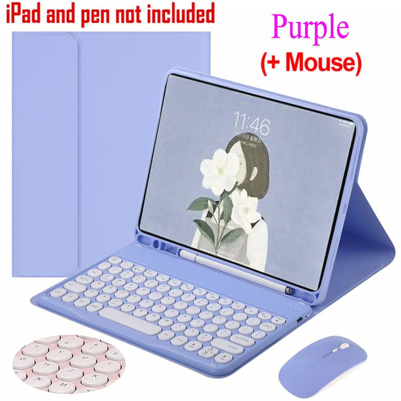 Capa para iPad Air 2 3 4 5 Pro 11 2021 2022 Mini 4 5 6 com Teclado Bluetooth Sem Fio Magnético Destacável e Mouse Capa p