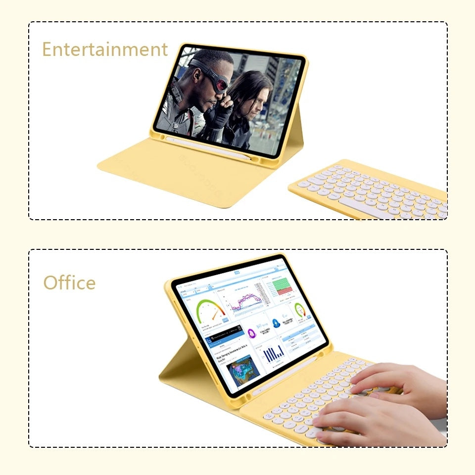 Capa de Couro com Teclado para iPad 9 10.2 7ª 8ª Air 4/5 10.9 iPad 10 2022 Capa de Teclado Bluetooth para iPad Pro 11 9.