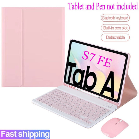 Caso Galaxy Tab S7 FE Com Teclado Para Samsung Galaxy Tab S7 FE 12.4 2021 SM-733 SM-736 Sem Fio Teclado Bluetooth Mouse