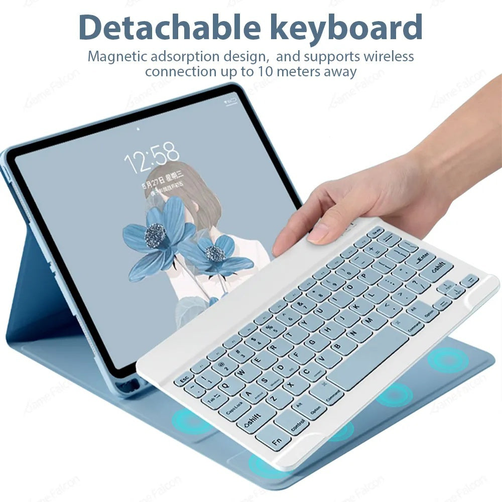 Capa de Teclado com Touchpad Magnético para Samsung Galaxy Tab A9 Plus 11 X210 X215 S9 FE A9 8.7 2023 S6 Lite 10.4 2020