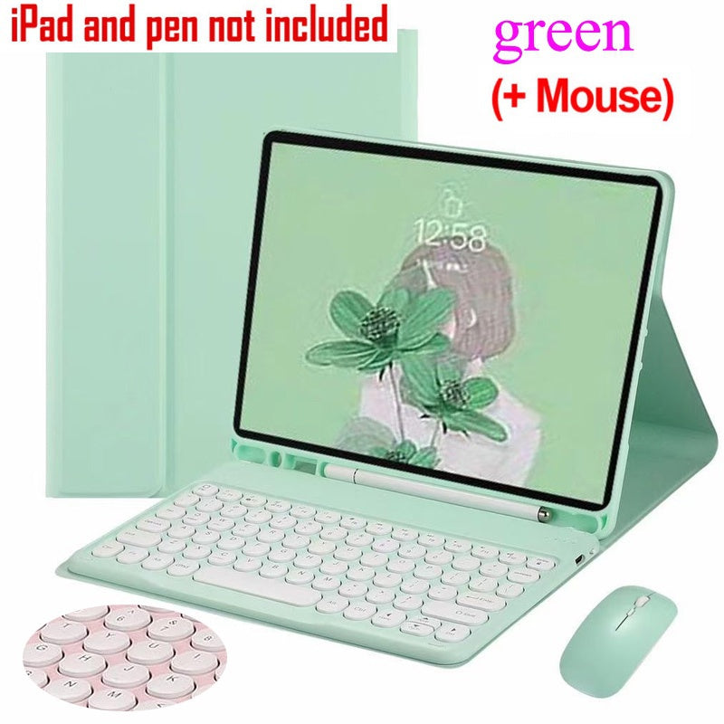 Capa para iPad Air 2 3 4 5 Pro 11 2021 2022 Mini 4 5 6 com Teclado Bluetooth Sem Fio Magnético Destacável e Mouse Capa p