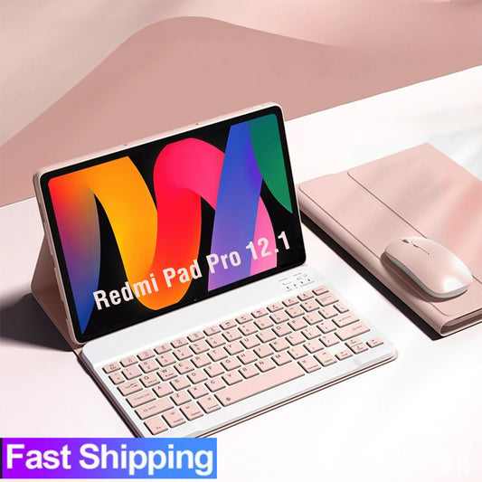 Caso com Teclado Para Xiaomi Redmi Pad Pro 12.1 polegada 2024 Magnético sem fio Bluetooth Teclado Mouse PU Capa de couro