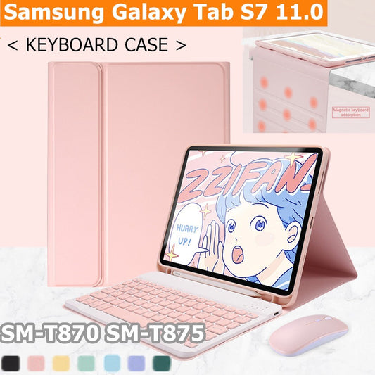 Capa Com Teclado Para Samsung Galaxy Tab S7 11.0 SM-T870 T875 Sem Fio Bluetooth Touchpad Mouse Capas De Couro Magnético